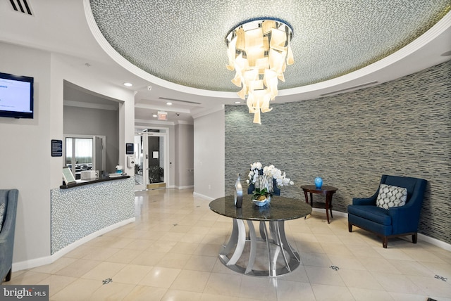 interior space with an inviting chandelier