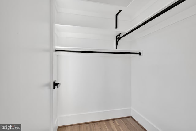 walk in closet featuring light hardwood / wood-style flooring