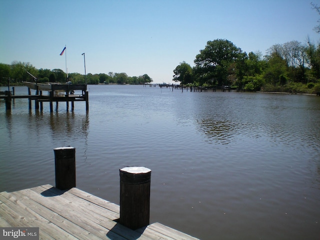 dock area featuring a water view