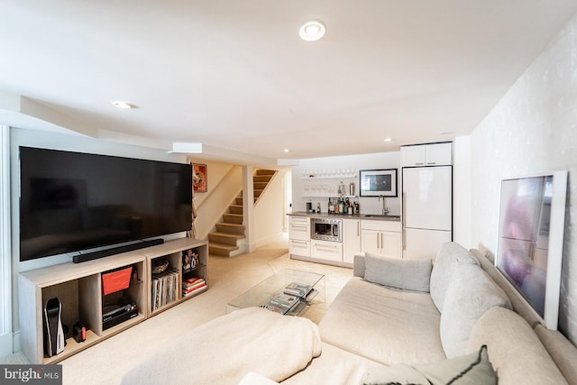 living room with wet bar