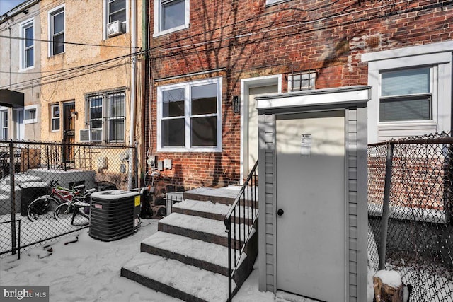 property entrance featuring central air condition unit