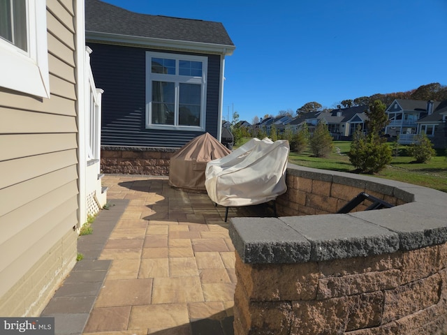 view of patio with area for grilling