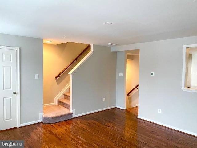 unfurnished living room featuring dark hardwood / wood-style floors