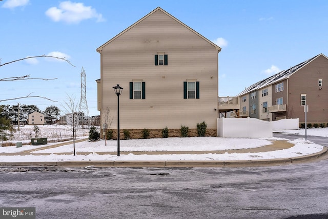 view of snowy exterior