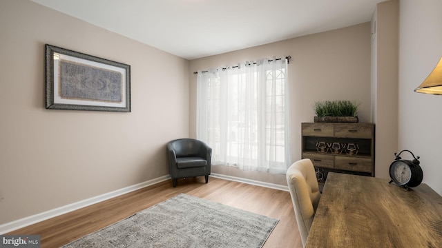 office area featuring light hardwood / wood-style flooring