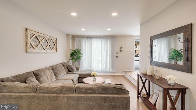 living room featuring light hardwood / wood-style flooring