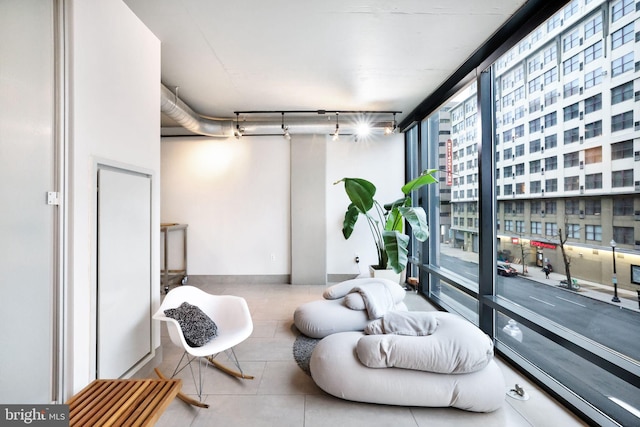 sitting room with expansive windows