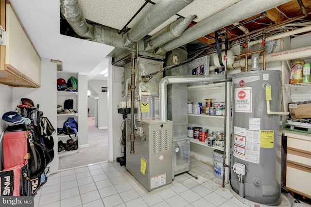 utility room with water heater