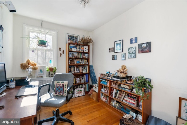 office with hardwood / wood-style floors