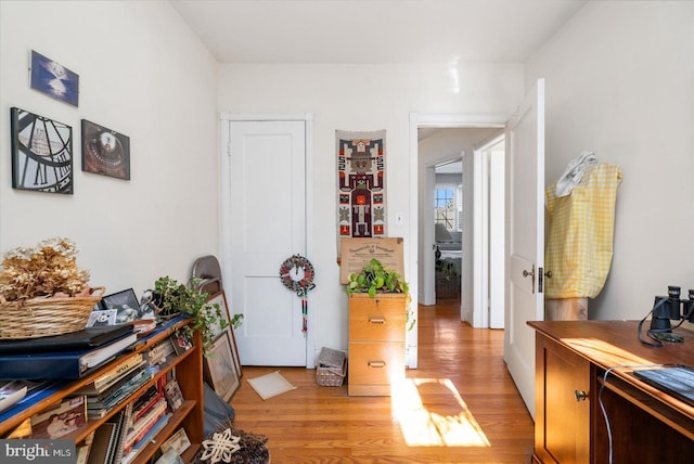 interior space with light hardwood / wood-style flooring