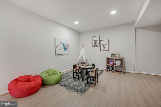 playroom featuring light hardwood / wood-style flooring