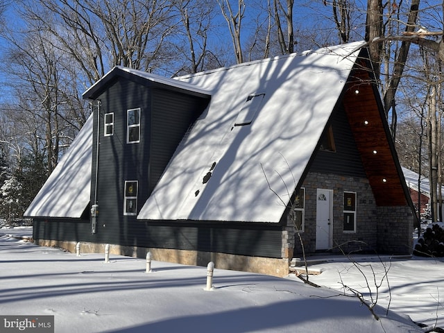 view of snow covered exterior