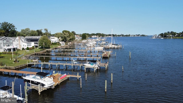 view of dock featuring a water view