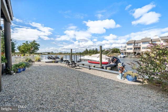 view of yard with a boat dock