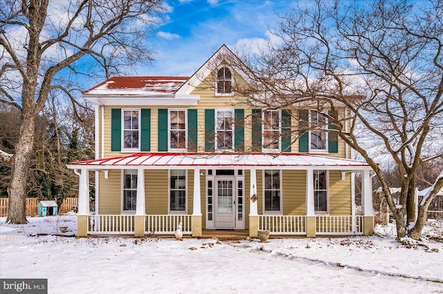 view of front of home featuring covered porch