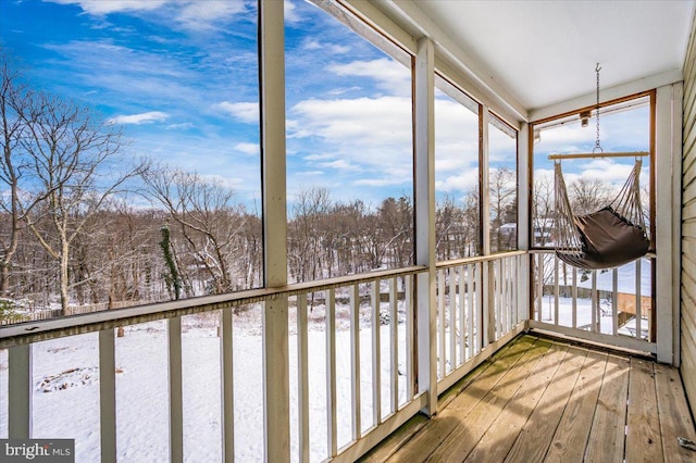 view of unfurnished sunroom