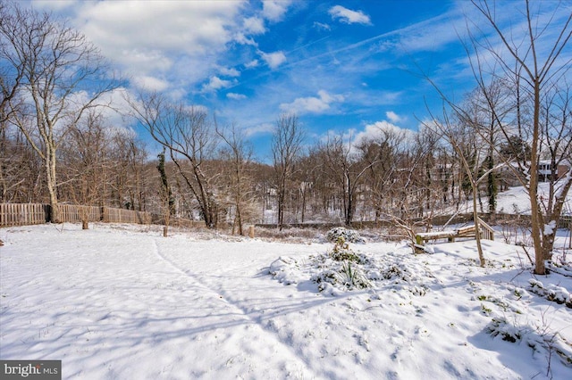 view of snow covered land