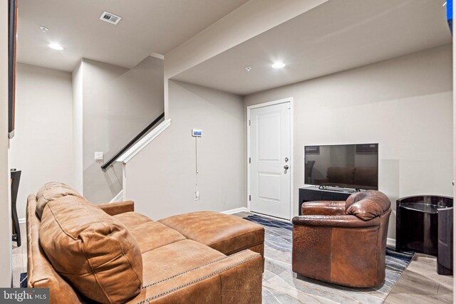 living room featuring light hardwood / wood-style flooring