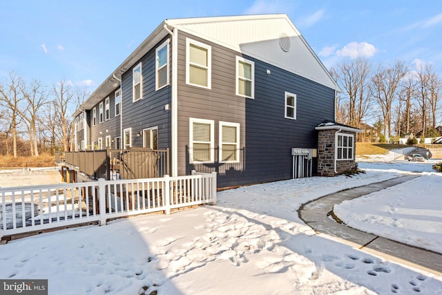 view of snow covered exterior