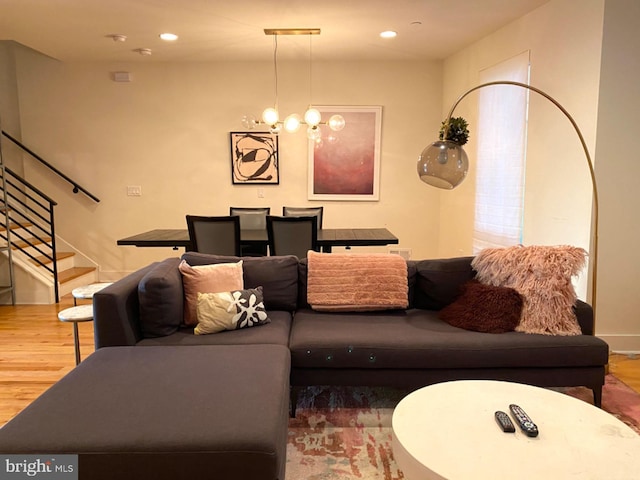 living room with hardwood / wood-style flooring