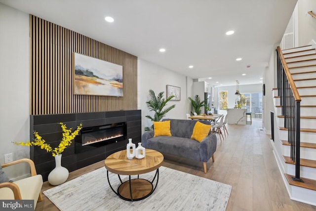 living room with light wood-type flooring