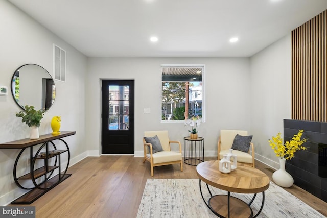 foyer with light hardwood / wood-style flooring