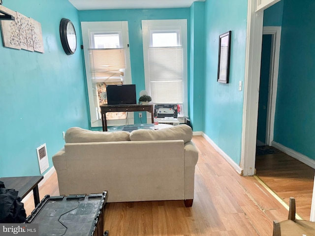 living room featuring light hardwood / wood-style floors