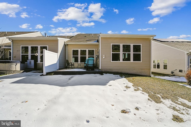 view of snow covered property