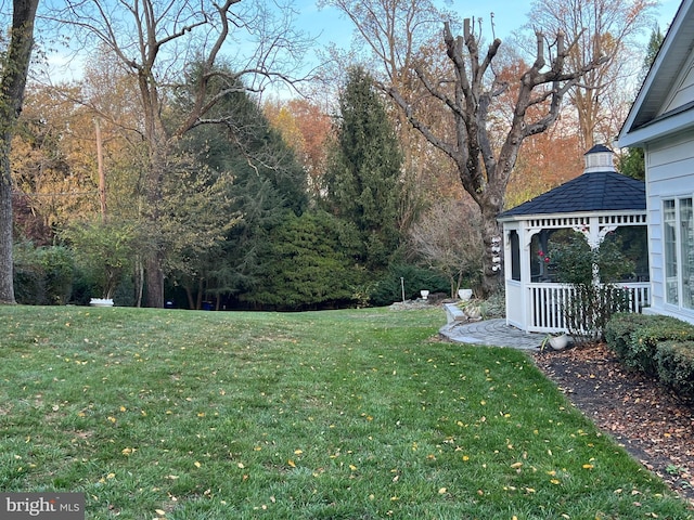 view of yard with a gazebo