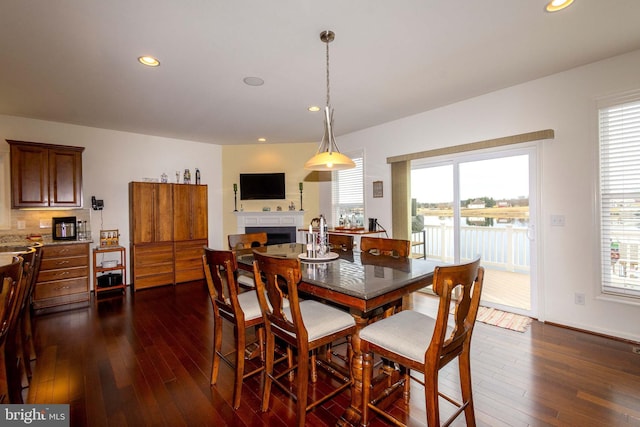 dining area featuring dark hardwood / wood-style flooring