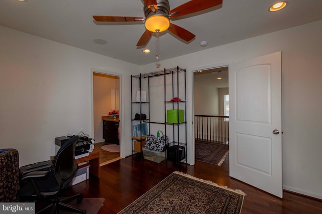 office featuring dark hardwood / wood-style floors