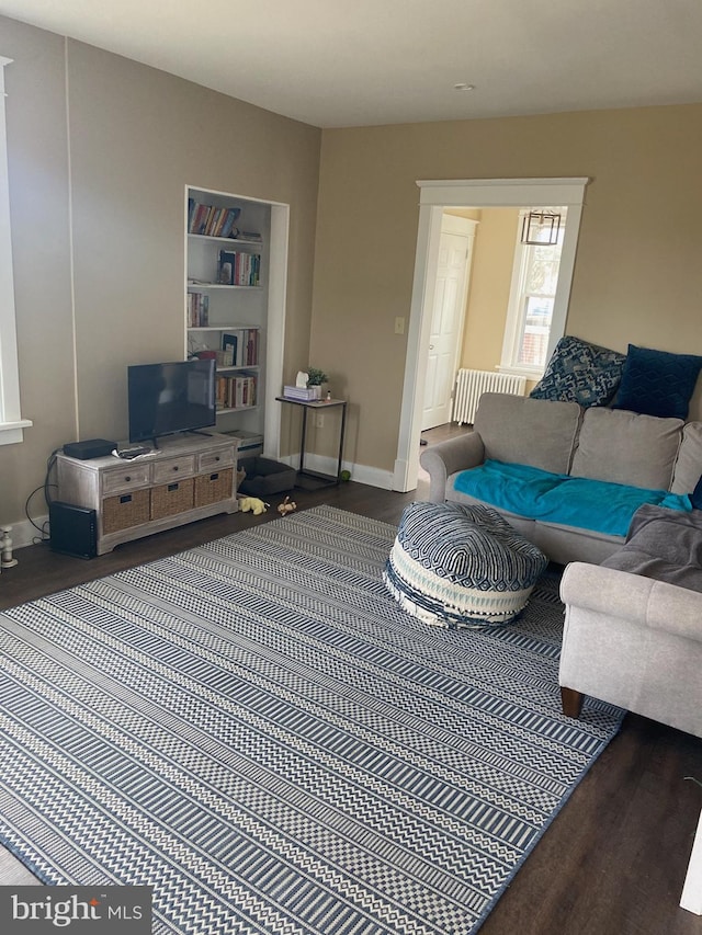 living room with hardwood / wood-style flooring