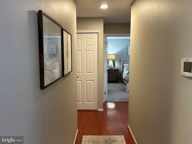 hall featuring dark hardwood / wood-style floors