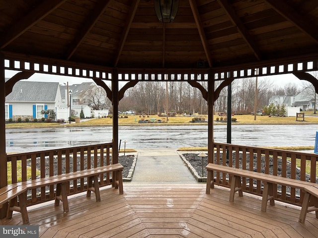 view of dock with a gazebo