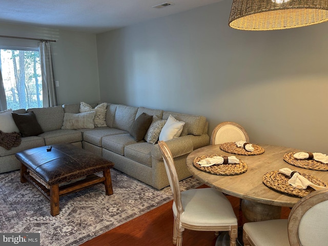 living room with dark wood-type flooring