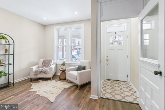 foyer featuring a healthy amount of sunlight and dark wood-type flooring