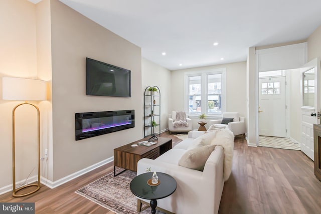 living room with light wood-type flooring