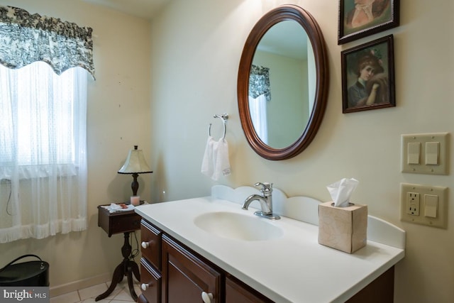 bathroom featuring vanity and tile patterned floors