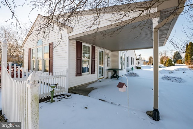 view of snowy exterior