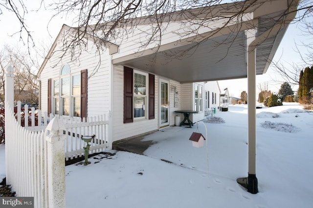 view of snowy exterior