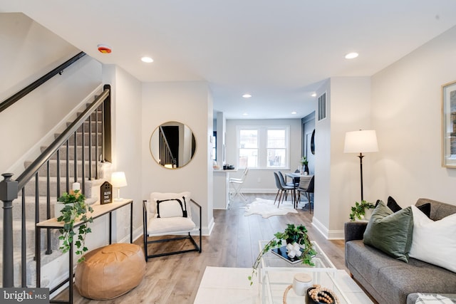 living room featuring light hardwood / wood-style flooring