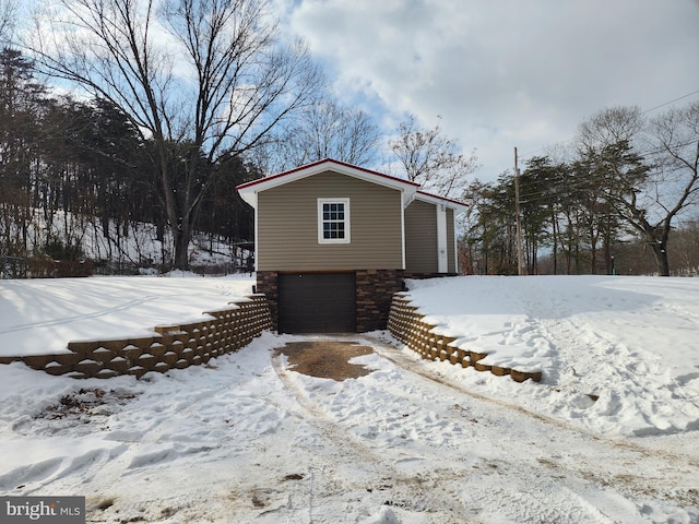 exterior space featuring a garage