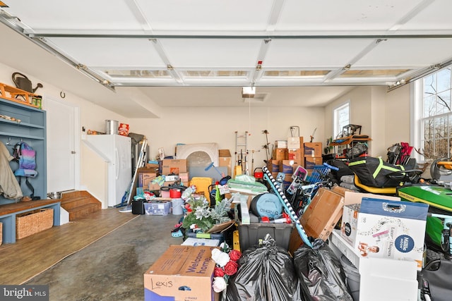 garage with a garage door opener