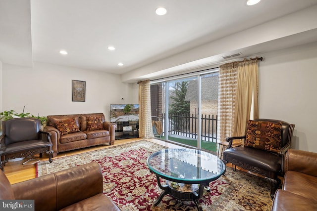 living room with wood-type flooring