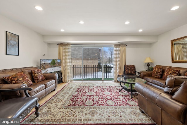 living room with wood-type flooring