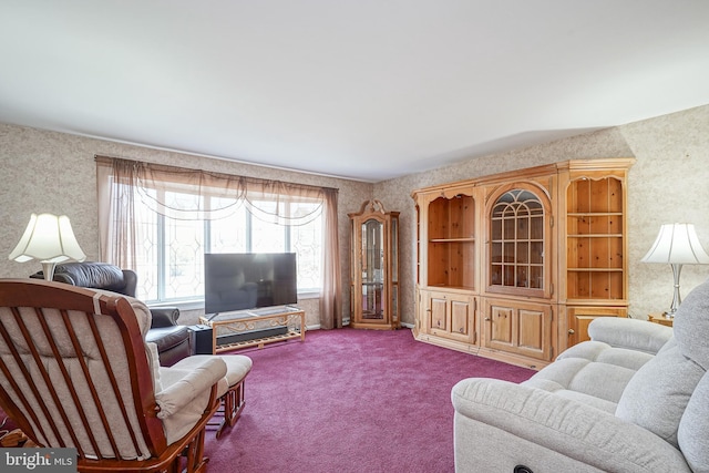 living room featuring carpet