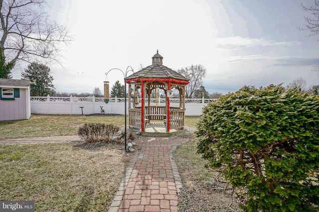 view of yard featuring a gazebo