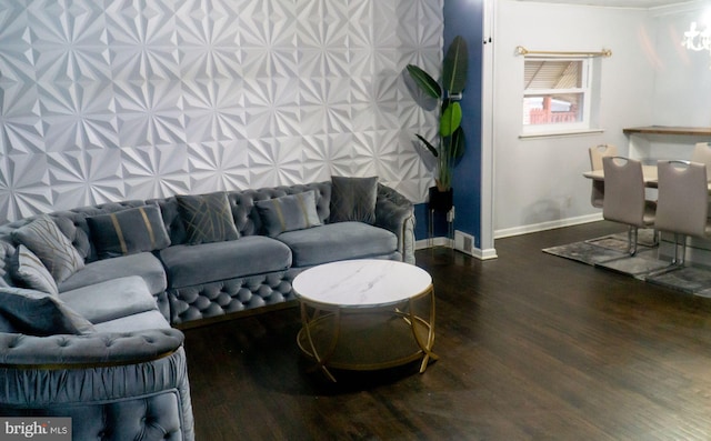 living room featuring dark hardwood / wood-style floors