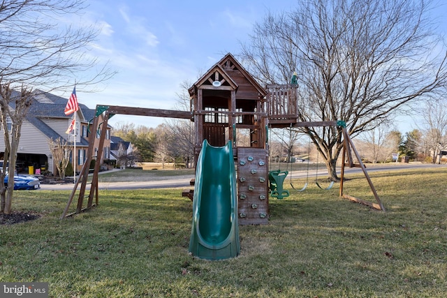 view of play area with a lawn