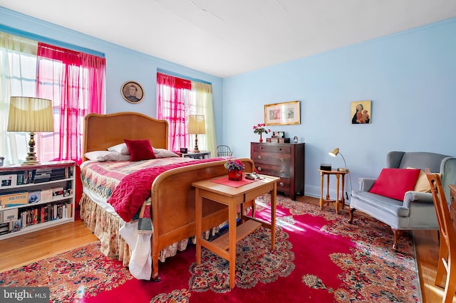 bedroom with wood-type flooring